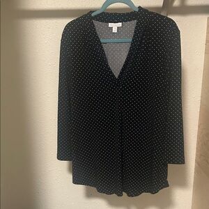 Charter Club Black Blouse with White Dots